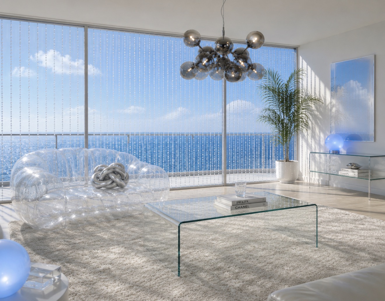 A clear , minimalistic living space, inspired by air, water and light.